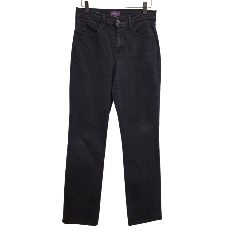 NYDJ Marilyn Straight Leg True Black Dark Wash Jeans High Rise 2